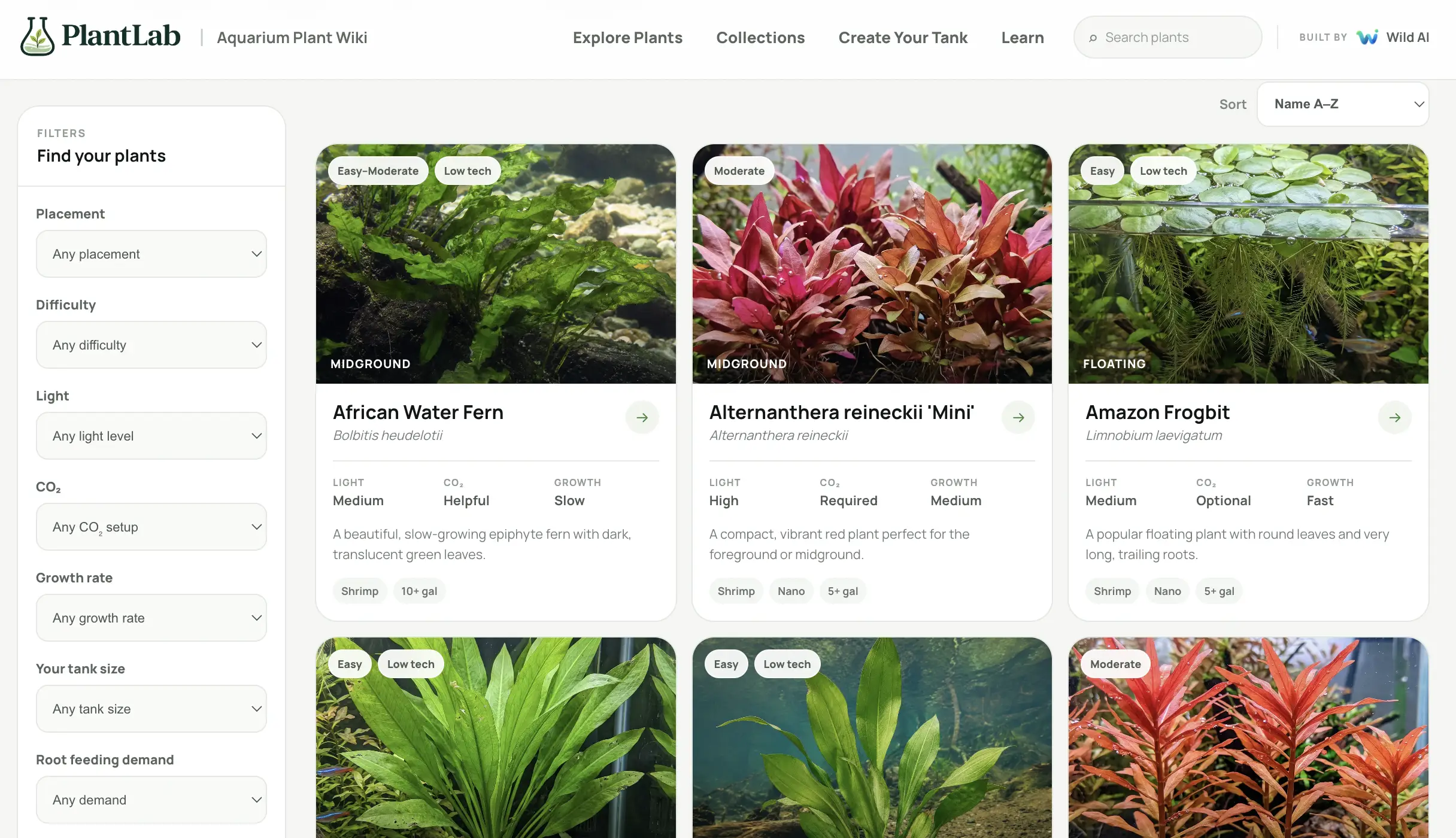 PlantLab aquarium plant library