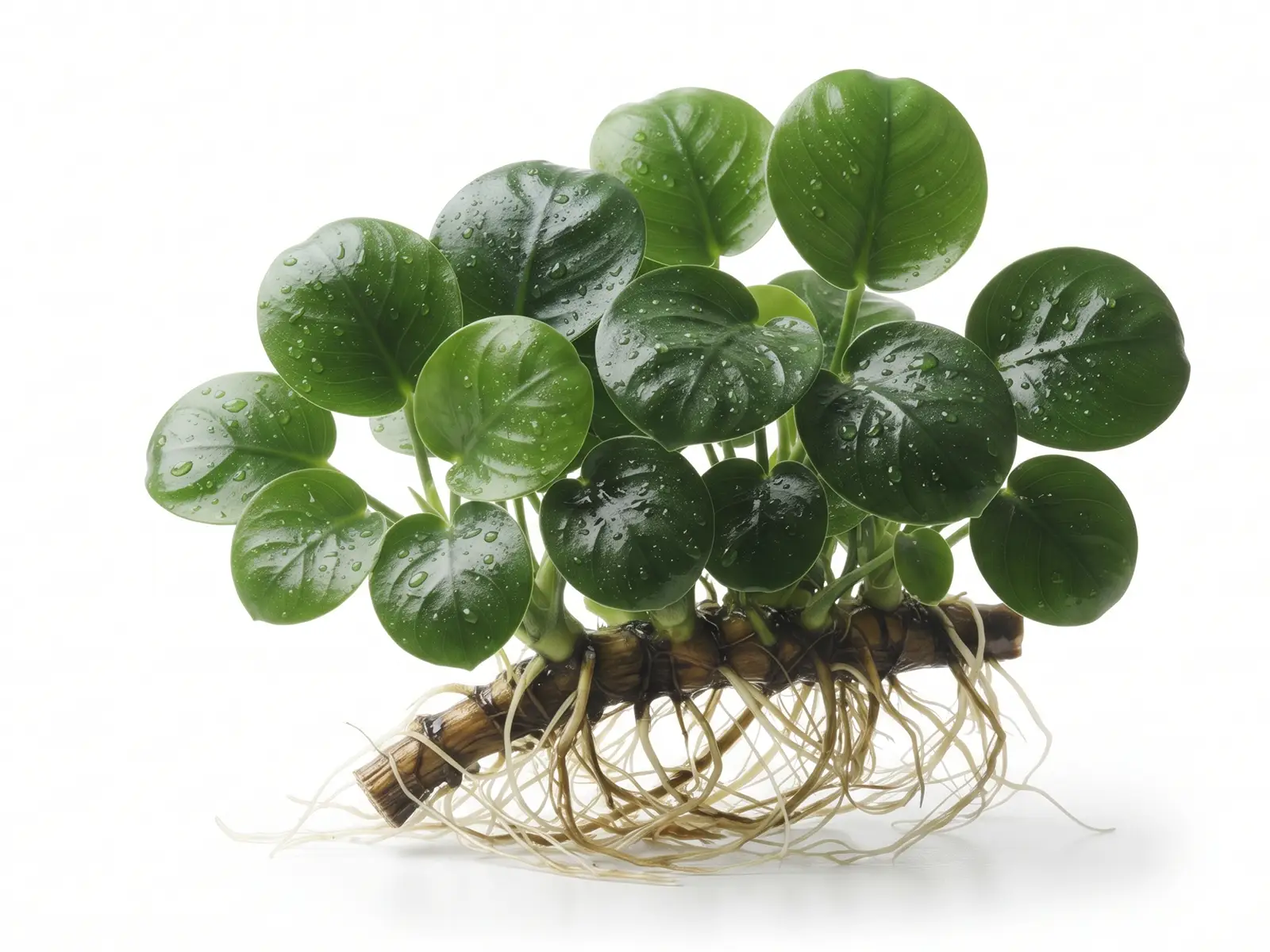 Anubias barteri var. nana 'Coin Leaf' agianst white background
