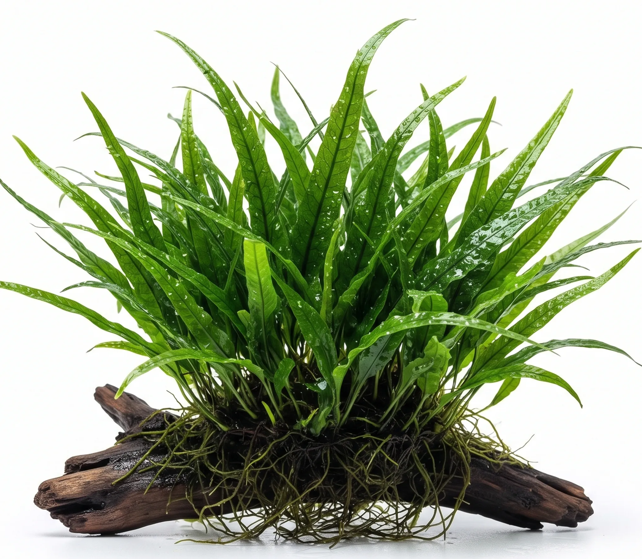 Narrow Leaf Java Fern on wood